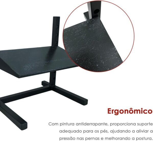 Apoio de Pé Ergonômico em Aço Preto com 8 Níveis de Regulagem – Conforto, Estabilidade e Postura Correta - Escritex - Imagem 5