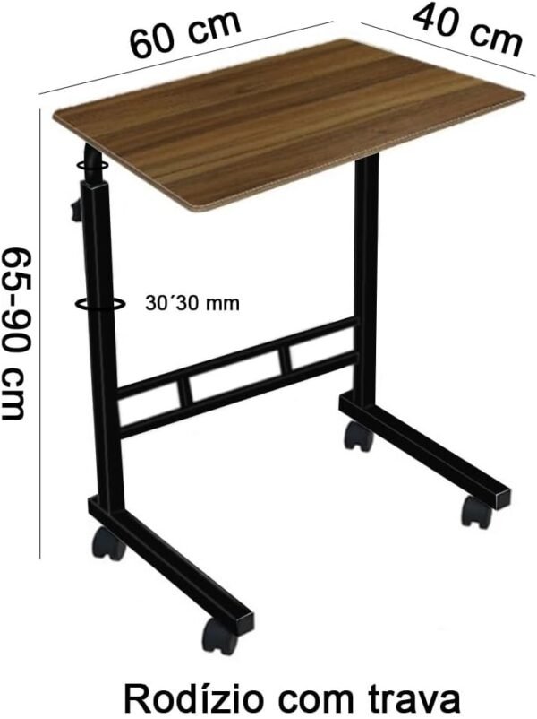 Vexmate Preta Mesa Multiuso Mesinha para Notebook Altura Ajustavel com Rodinhas - Imagem 3