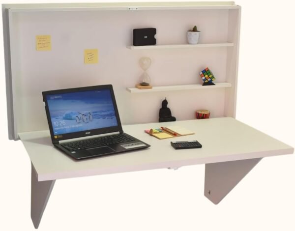 Mesa Home Office Escrivaninha Retrátil Branco - Imagem 2