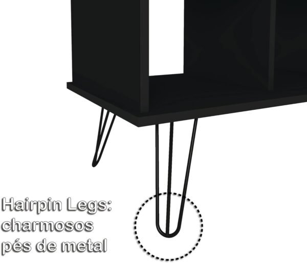 Escrivaninha em L Estilo Industrial Dubai, Pés de Metal, Preto com Ipê, Artany - Imagem 10