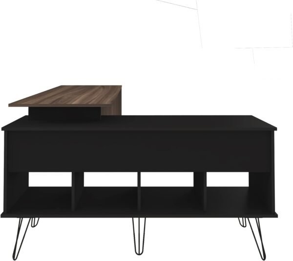 Escrivaninha em L Estilo Industrial Dubai, Pés de Metal, Preto com Ipê, Artany - Imagem 13