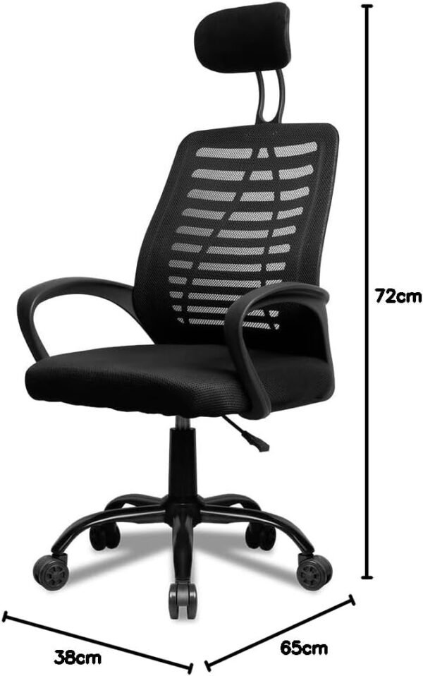 Cadeira de Escritório Secretária Giratória com Encosto Arco Confortável em Malha Respirável | Home Office | Zinnia Aloe | Preto | ZNO-ALOE-BK - Imagem 3