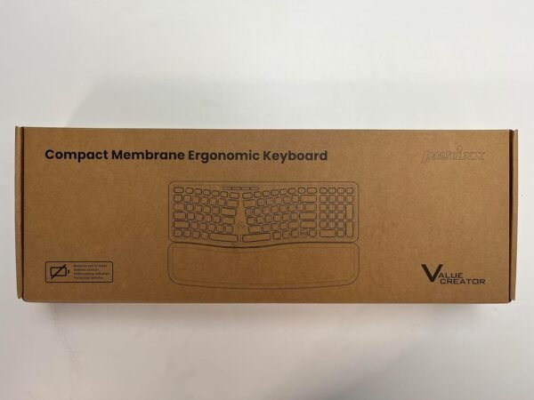 Perixx PERIBOARD-536B US, teclado USB compacto ergonômico com fio - dimensão de 41,5 x 14,5 x 4,1 cm - teclado numérico embutido - descanso de pulso removível - digitação silenciosa - preto - Imagem 3