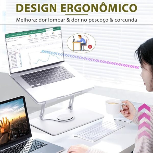 Suporte para Notebook e Tablet de Mesa Com Rotação - Base e Apoio para Notebook - Imagem 3