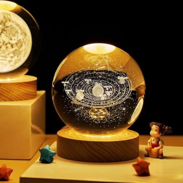 Luminária De Mesa Led Bola De Cristal Lua Astronauta São Jorge Arvore da Sabedoria Nossa Sra Aparecida Decoração (Sistema Solar, Grande) - Imagem 4