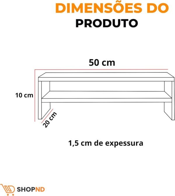 Suporte de Monitor Mdf Ergonômico Com Nicho Elevado Mesa Home Office Setup Gamer Organizador (Branco) - Imagem 3