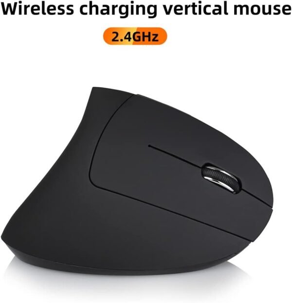 2.4G Rato Vertical Recarregável Sem Fio Rato Ergonômico Rato Óptico 3 Níveis de DPI Ajustáveis/Plug&Play Preto - Imagem 3