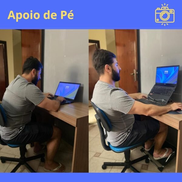 Apoio de Pé Ergonômico Ajustável Anti Derrapante NR17 Preto - Imagem 2