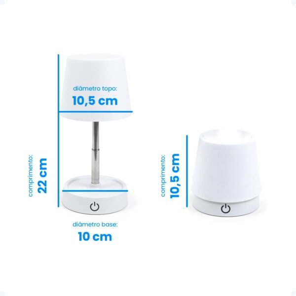Abajur De Mesa Quarto Criado Mudo LED Luz Amarela Touch Sem Fio Recarregável Classica - Imagem 3