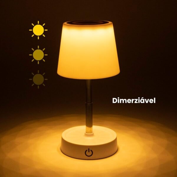 Abajur De Mesa Quarto Criado Mudo LED Luz Amarela Touch Sem Fio Recarregável Classica - Imagem 4