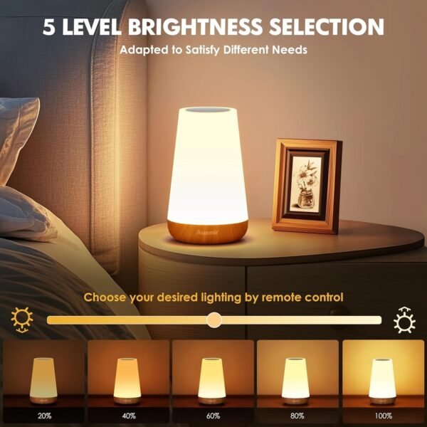 Luminária de Mesa LED Toque & Controle Remoto - Regulável, RGB 13 Cores, 5 Níveis de Brilho, Recarregável, Portátil - Lâmpada de Cabeceira USB, Abajur Infantil e para Quarto - Imagem 3