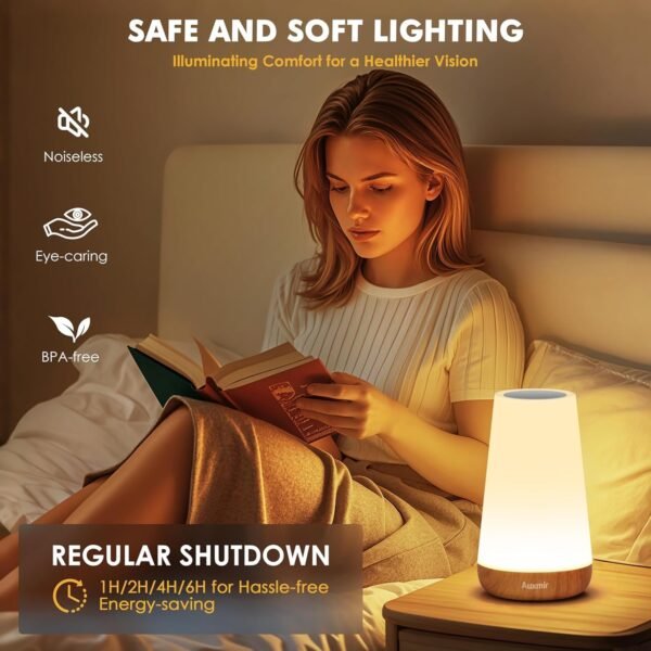 Luminária de Mesa LED Toque & Controle Remoto - Regulável, RGB 13 Cores, 5 Níveis de Brilho, Recarregável, Portátil - Lâmpada de Cabeceira USB, Abajur Infantil e para Quarto - Imagem 4