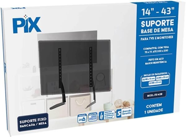 Suporte Para TV/Monitor Para Mesa 14" a 43" Pix - Imagem 2