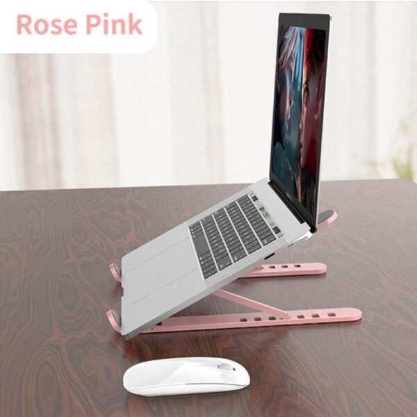 Base Suporte Portátil Dobrável Para Notebook Regulável Preto Articulado ROSA - Imagem 2