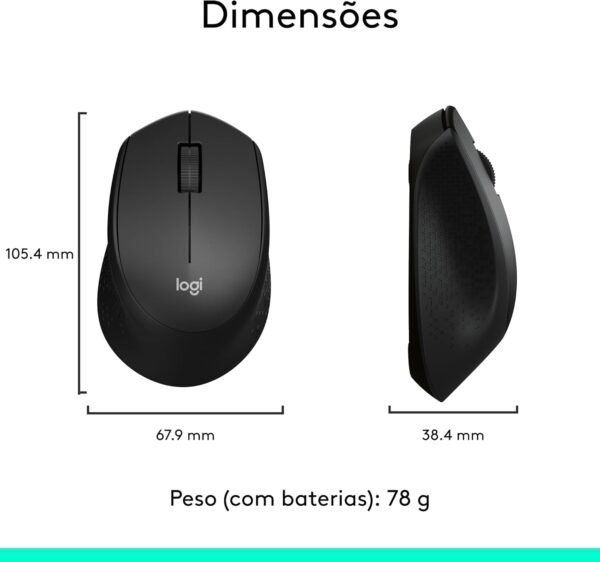 Mouse sem fio Logitech M280 com Conexão USB e Pilha Inclusa - Preto - Imagem 7
