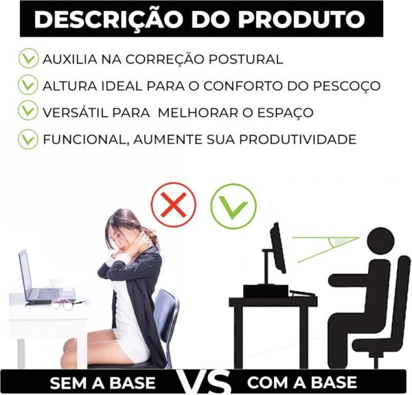 ArtMovelar - Mesa Base para Monitor - Suporte para Computador com Apoio para Objetos - Suporte de Monitor e TV, Organizador de Mesa, Home Office - Branco - Imagem 4