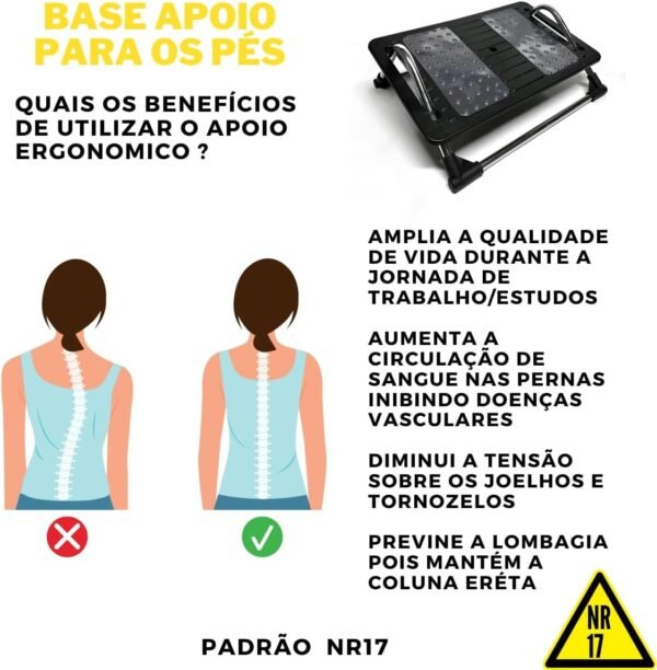Apoio Descanso Base Suporte Ergonômico Para Os Pés Nr17 - Imagem 3