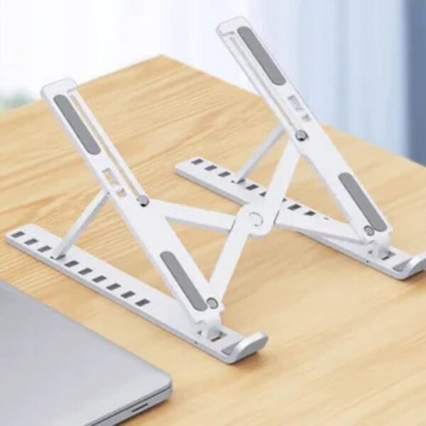Suporte para Notebook de Aluminio Ajustável Dobrável Portatil Metal Resistente Reforçado altura regulavel compativel ate 15.6 polegadas Regulavel Ergonomico AlphaDomus - Imagem 5