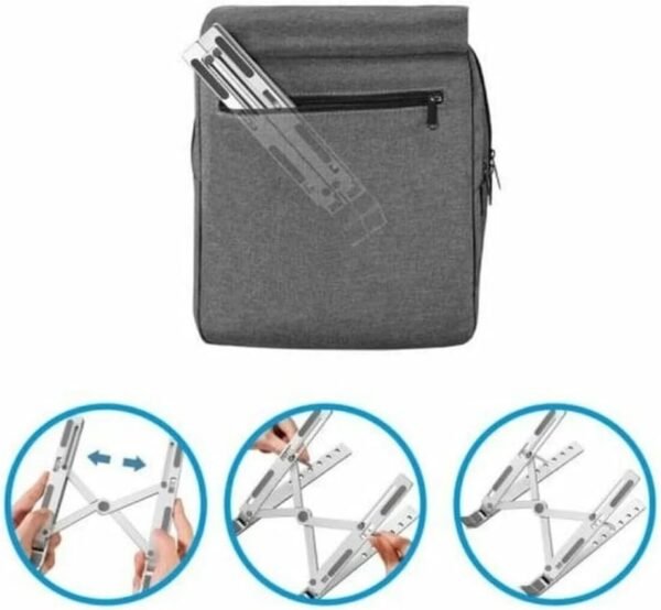 Suporte para Notebook de Aluminio Ajustável Dobrável Portatil Metal Resistente Reforçado altura regulavel compativel ate 15.6 polegadas Regulavel Ergonomico AlphaDomus - Imagem 7