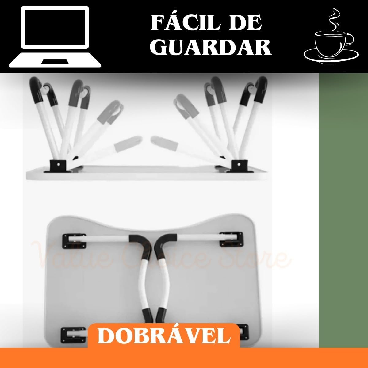 Mesa Mesinha Dobrável Portátil Para Notebook, Laptop, Macbook, Tablet, Monitor, PC, Home Office, Estudo, Cama, Refeição, Sofá, Porta Copo, Resistente, Antideslizante, Leve, Prático (Note Até 15,6”). - Imagem 5