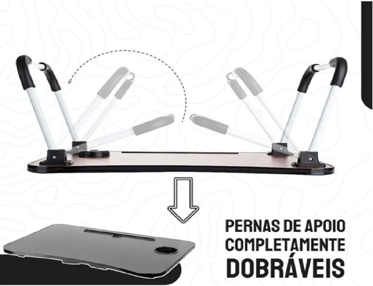 Mesa Mesinha Dobrável Portátil Para Notebook, Laptop, Macbook, Tablet, Monitor, PC, Home Office, Estudo, Cama, Refeição, Sofá, Porta Copo, Resistente, Antideslizante, Leve, Prático (Note Até 15,6”). - Imagem 8