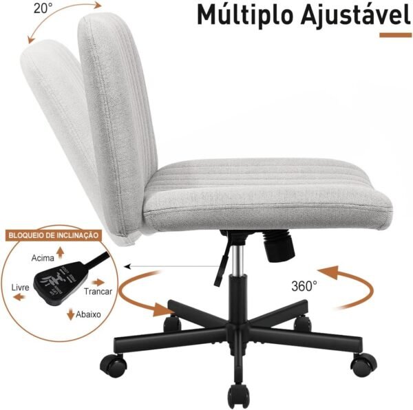 Cadeira de Escritório Python Fly Leisure, Assento Extra Grande e Largo em Tecido (Cinza) - Imagem 4