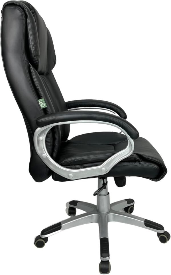 Cadeira Para Escritório Presidente Giratória Ergonômica Luxo Rohden. HOME OFFICE Milão Couro (Preto) - Imagem 3