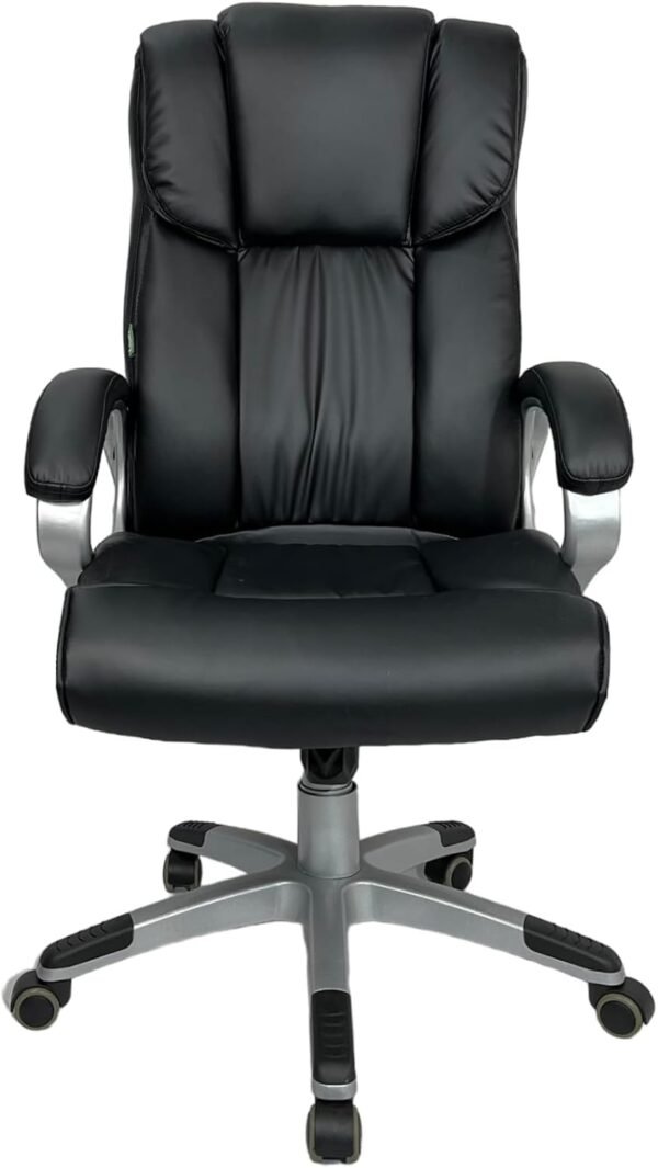 Cadeira Para Escritório Presidente Giratória Ergonômica Luxo Rohden. HOME OFFICE Milão Couro (Preto) - Imagem 4