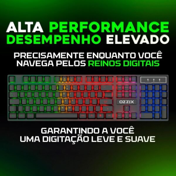 Teclado Gamer RGB Precison Semi Mecânico Antighosting Multimídia Layout ABNT2 Usb para PC Notebook Consoles - Precision Ozzix - Imagem 3