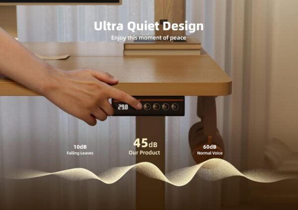 YDN Mesa de pé elétrica, mesa de pé de 153 x 61 cm, altura ajustável, mesa de escritório em casa com placa de emenda, parte superior natural - Imagem 7