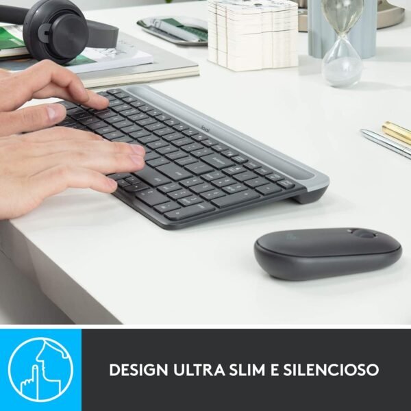 Combo Teclado e Mouse sem fio Logitech MK470 com Design Slim, Digitação e Clique Silencioso, Mouse Ambidestro, Conexão USB e Pilhas Inclusas - Grafite - Imagem 3