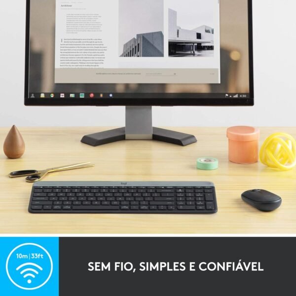 Combo Teclado e Mouse sem fio Logitech MK470 com Design Slim, Digitação e Clique Silencioso, Mouse Ambidestro, Conexão USB e Pilhas Inclusas - Grafite - Imagem 4