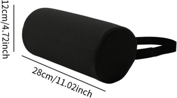 OIIBWQ Almofada Lombar em Rolo, Suporte para a Parte Inferior Costas, Prática com Tira Elástica Macia, para Cadeira de Leitura, Cadeira Gamer, Preto - Imagem 4