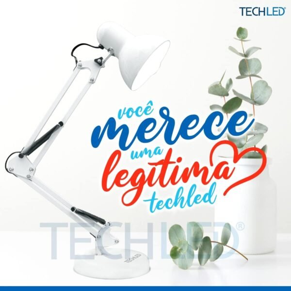 Luminaria pixar Mesa Articulada Escritorio regulavel Leitura Base metal Articulavel Branca - Imagem 4