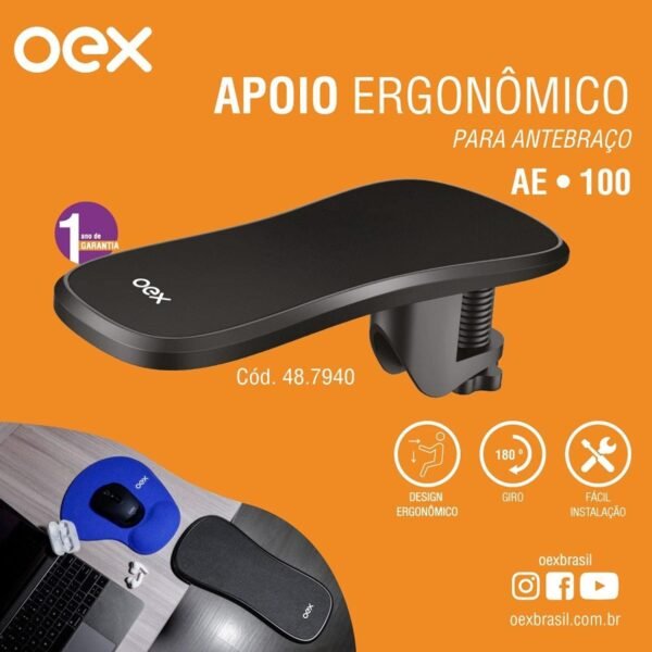 Almofada giratória para descanso de braço de computador, ergonômica, ajustável, para descanso de pulso de policarbonato, suporte de mão de mesa, mouse pad para escritório em casa - Imagem 3