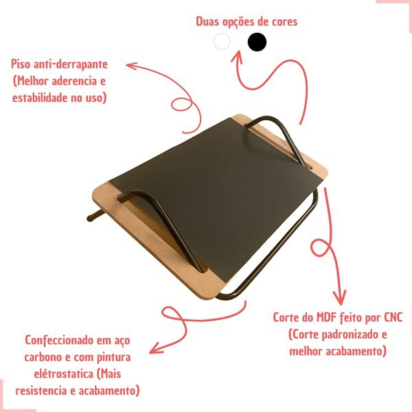 Apoio Descanso Base Suporte Ergonômico Para Os Pés (Preto) - Imagem 2