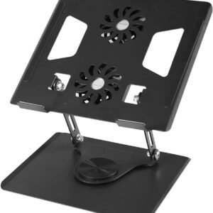 Suporte para Notebook e Tablet com Base Giratória 360° Dobrável e Ajustável (Preto), Base para Notebook com Cooler