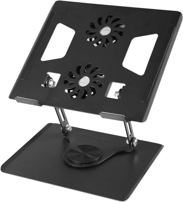 Suporte para Notebook e Tablet com Base Giratória 360° Dobrável e Ajustável (Preto), Base para Notebook com Cooler