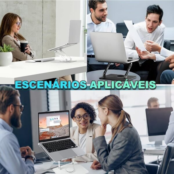 Suporte para Notebook e Tablet com Base Giratória 360° Dobrável e Ajustável (Preto), Base para Notebook com Cooler - Imagem 6