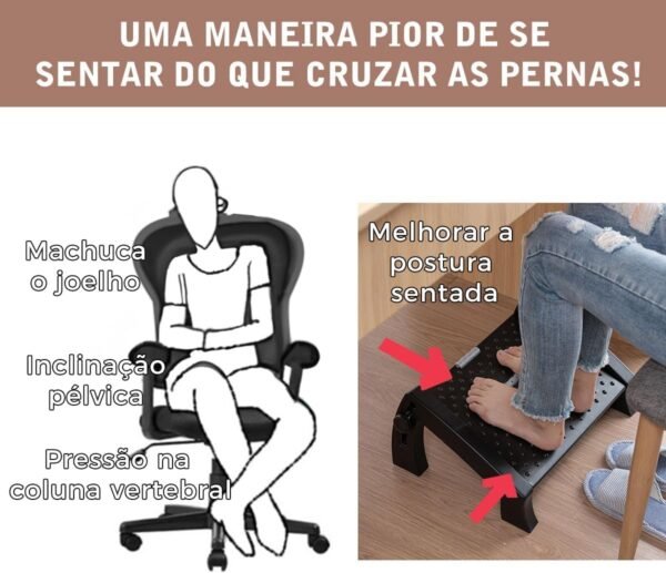 Banquinho de Apoio Para os Pés, embaixo Da Mesa Com Altura Ajustável Em 6 Posições Ergonômico, Rodas De Massagem e Suporte De Carga 8kg, Banquinho para Vaso Sanitário Preto - Imagem 4