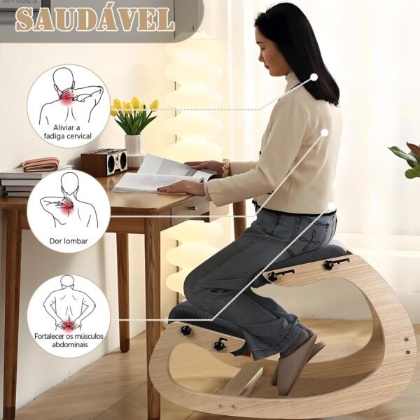 Cadeira Ergonomica de Joelho, Cadeira de Balanço Ajustável, Cadeira de Postura para Mesa - Imagem 4