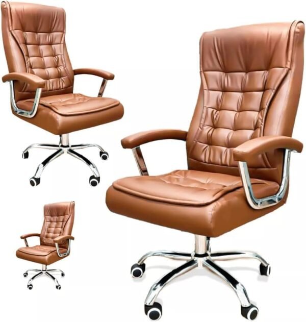 Cadeira de Escritório Ergonômica Presidente Executiva Big Boss Couro Sintético – Reclinável, Pillow Top, Espuma D28, Altura Ajustável, Giratória e Confortável - Imagem 3