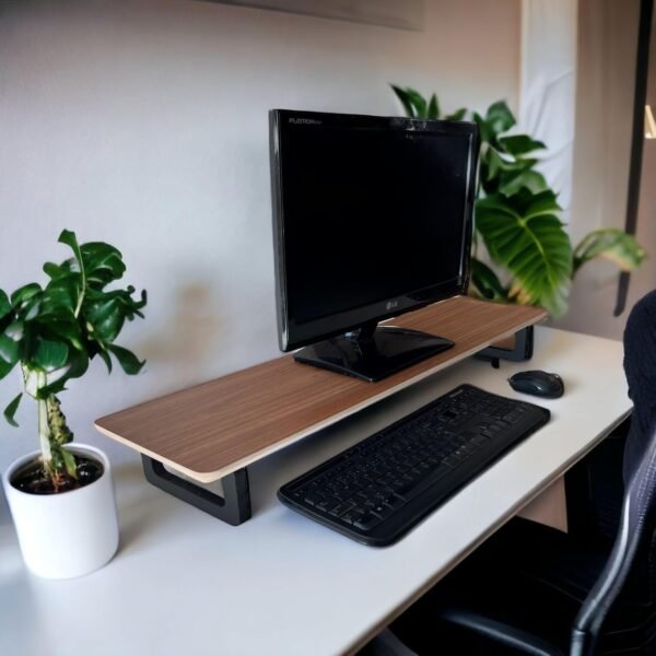 Genérico Mesa Stand Desk 85x22Cm Suporte Elevado para Monitor Pés Oval Freijó - Imagem 3