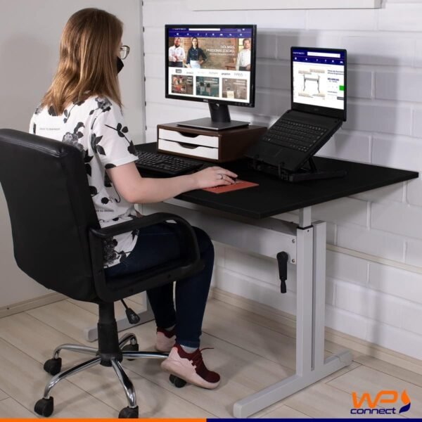 Mesa Ergonômica com Tampo Simples 120X80 Cinza - Wp Connect - Imagem 2