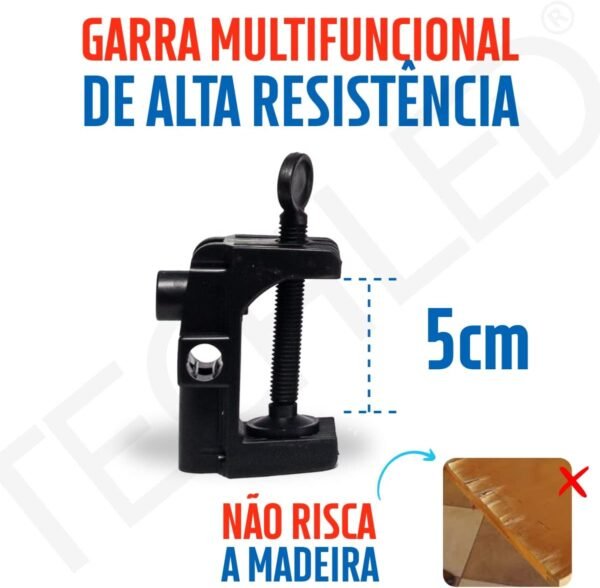 Luminária Articulada De Mesa Abajur Tipo Pixar Com Base E Garra (Preto) - Imagem 4