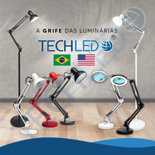 Luminária Articulada De Mesa Abajur Tipo Pixar Com Base E Garra (Preto) - Imagem 7