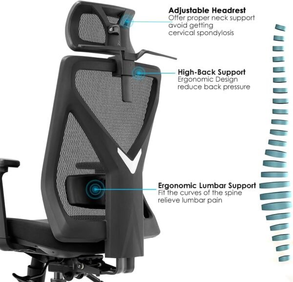 CADEIRA PARA ESCRITÓRIO COM ASSENTO ESTOFADO E ENCOSTO EM TELA MESH - MK-900 - Imagem 3