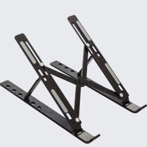 Suporte para Notebook Tablet Linha Premium em Alumínio Dobrável e Ergonômico Para Mesa Portátil Ajustável 6 Ângulos Compativel Ipad, Hp, Dell,Lenovo-Com estojo para armazenagem (preto)