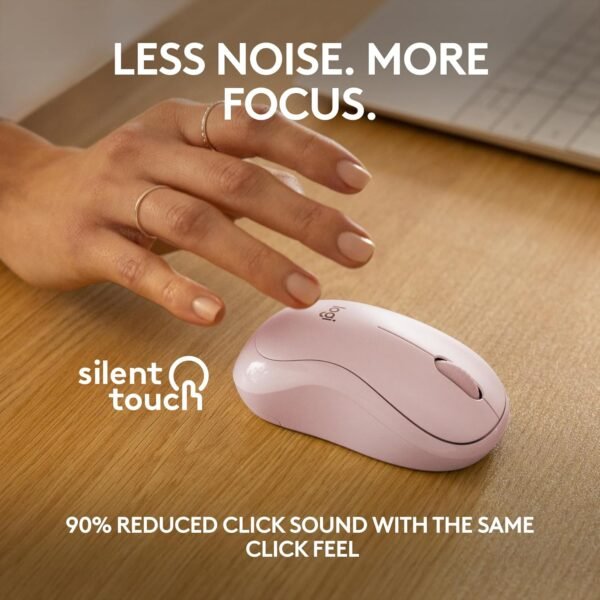 Mouse Sem Fio Logitech M240 com Conexão Bluetooth, Clique Silencioso, Design Ambidestro Compacto, Bateria de 18 Meses, Compatível com Windows, macOS, ChromeOS - Rosa - Imagem 3
