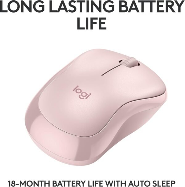 Mouse Sem Fio Logitech M240 com Conexão Bluetooth, Clique Silencioso, Design Ambidestro Compacto, Bateria de 18 Meses, Compatível com Windows, macOS, ChromeOS - Rosa - Imagem 4